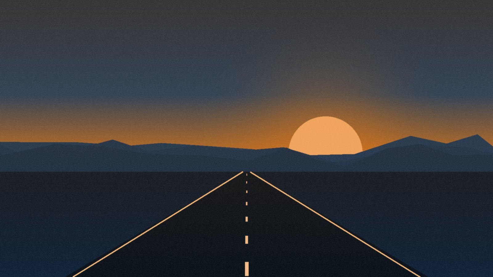 California highway at sunset (original illustration)